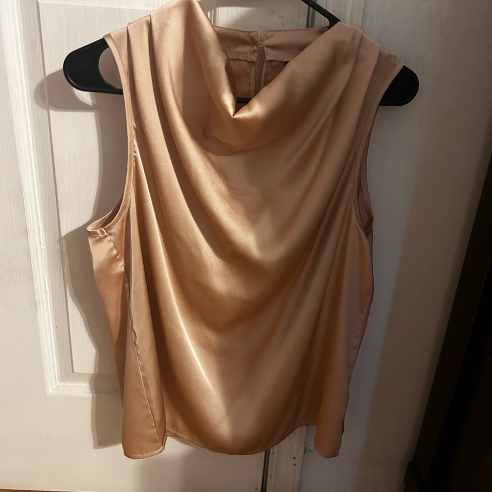 SHEIN Gold Draped Cowl Neck Blouse